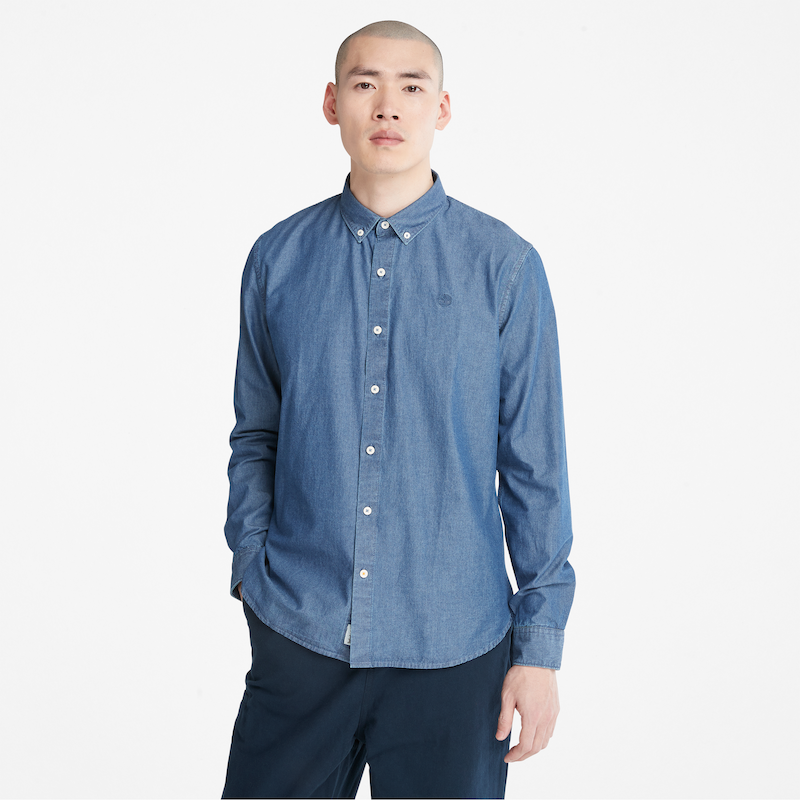 TIMBERLAND CHAMBRAY CLASSIC SHIRT FOR MEN IN BLUE