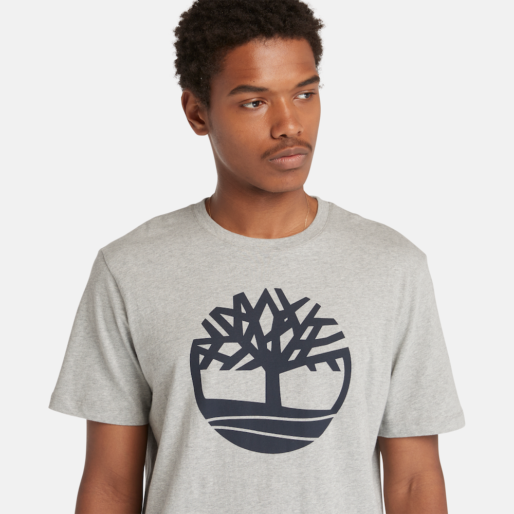 TIMBERLAND KENNEBEC RIVER TREE LOGO T-SHIRT FOR MEN IN GREY