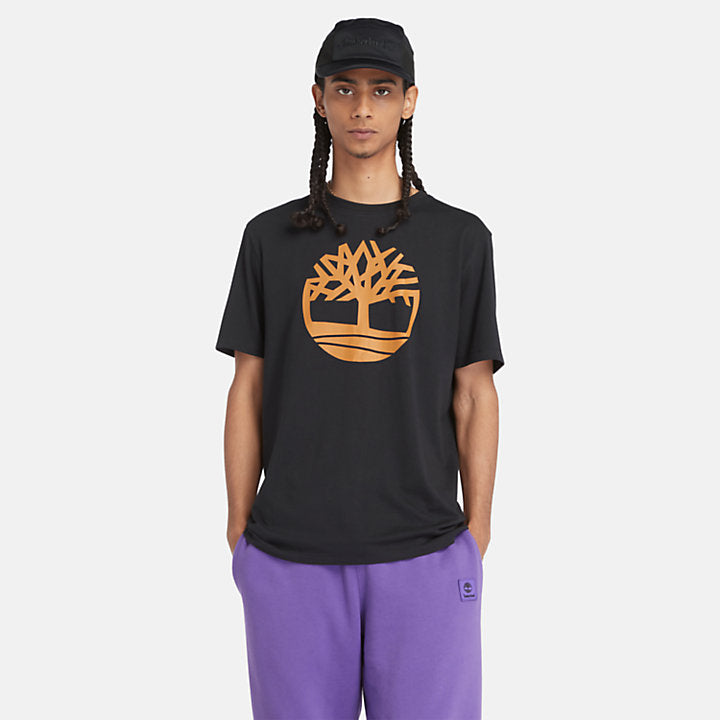 Timberland Kennebec River Tree Logo T-Shirt for Men In Black/Wheat