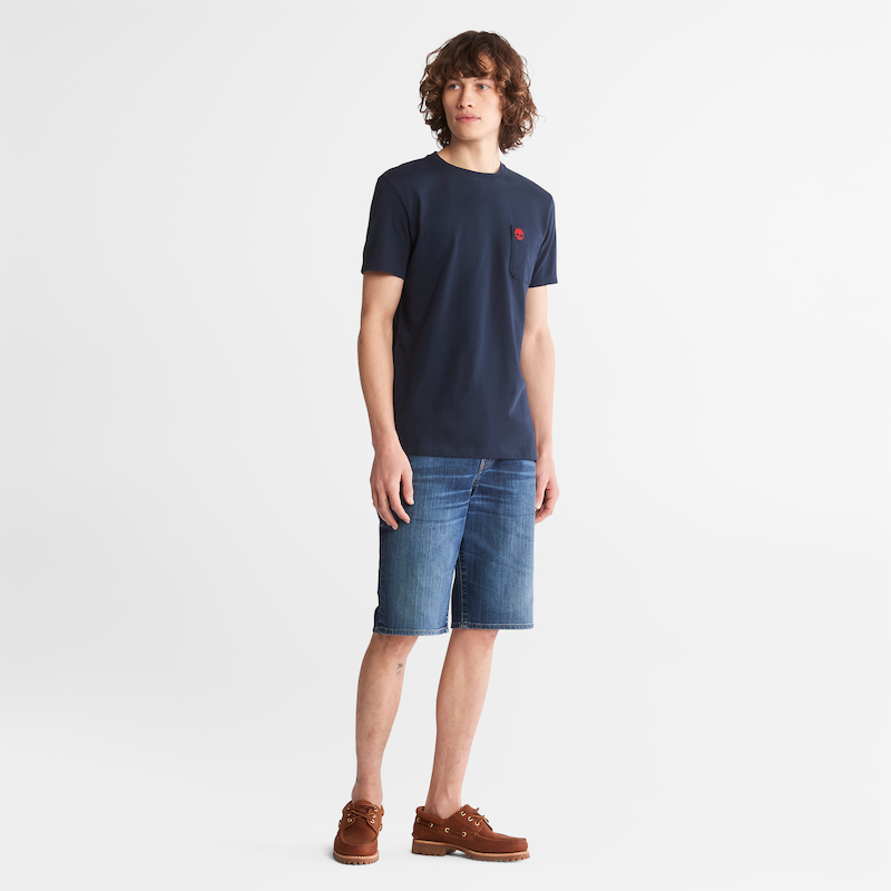 TIMBERLAND DUNSTAN RIVER CREW NECK POCKET T-SHIRT FOR MEN IN NAVY