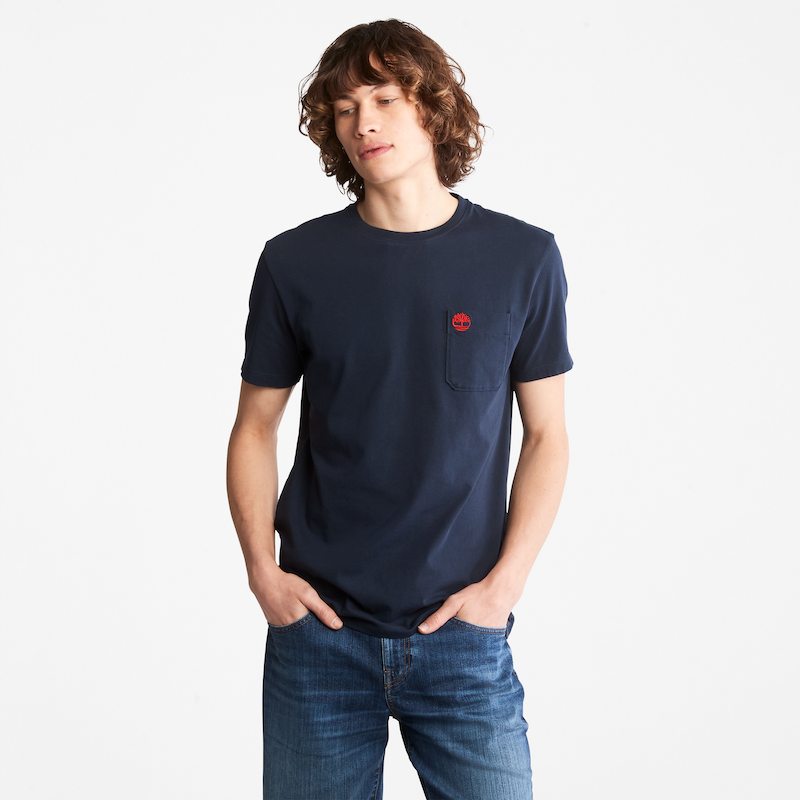 TIMBERLAND DUNSTAN RIVER CREW NECK POCKET T-SHIRT FOR MEN IN NAVY
