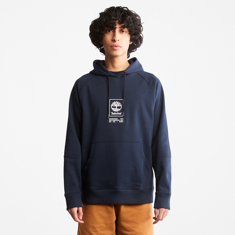 TIMBERLAND HEAVYWEIGHT LOGO HOODIE FOR ALL GENDER IN NAVY 