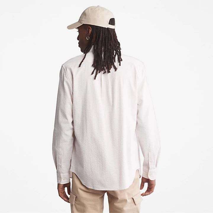 Striped Seersucker Shirt For Men