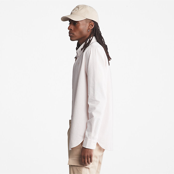 Striped Seersucker Shirt For Men