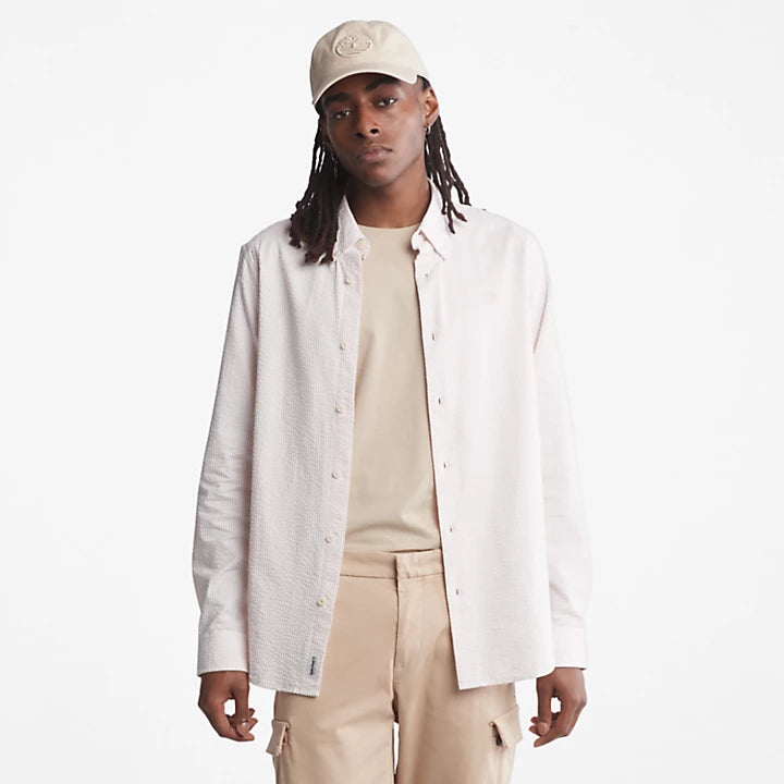 Striped Seersucker Shirt For Men