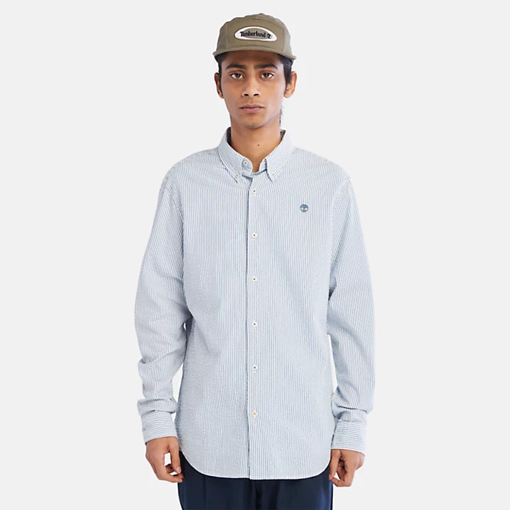 TIMBERLAND STRIPED SEERSUCKER SHIRT FOR MEN IN BLUE