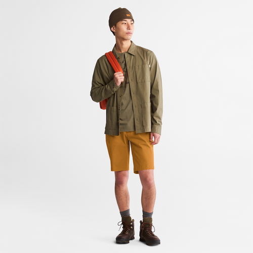 Squam Lake Stretch Twill Straight Leg Shorts For Men In Wheat
