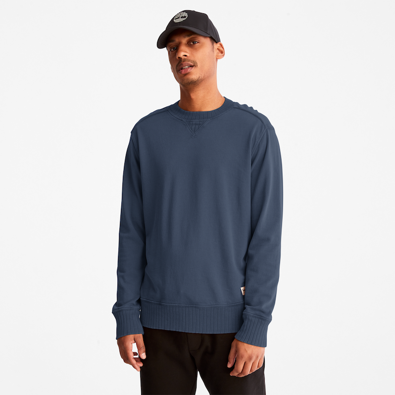 TIMBERLAND GARMENT DYE CREWNECK SWEATSHIRT FOR MEN IN BLUE