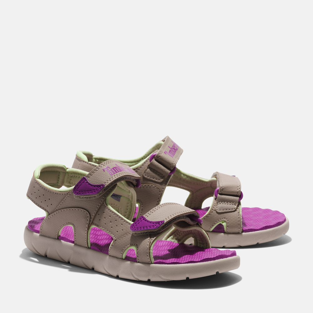 TIMBERLAND PERKINS ROW 2-STRAP SANDAL FOR JUNIOR IN GREY AND PURPLE 