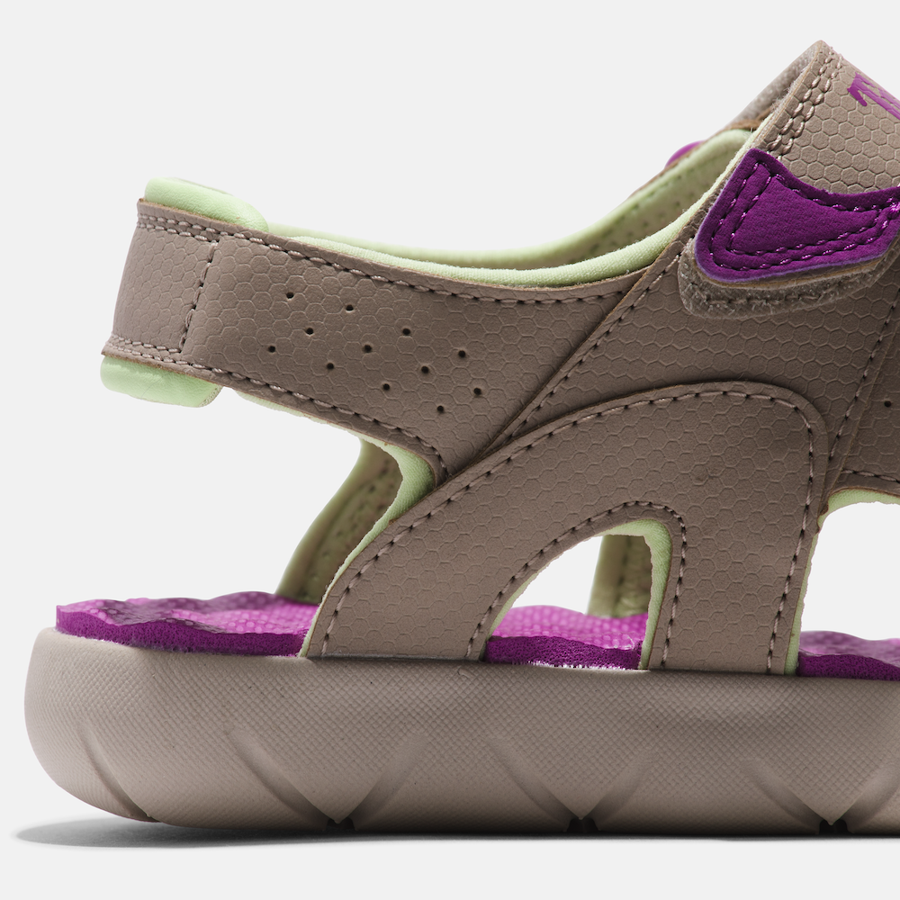 TIMBERLAND PERKINS ROW 2-STRAP SANDAL FOR JUNIOR IN GREY AND PURPLE 