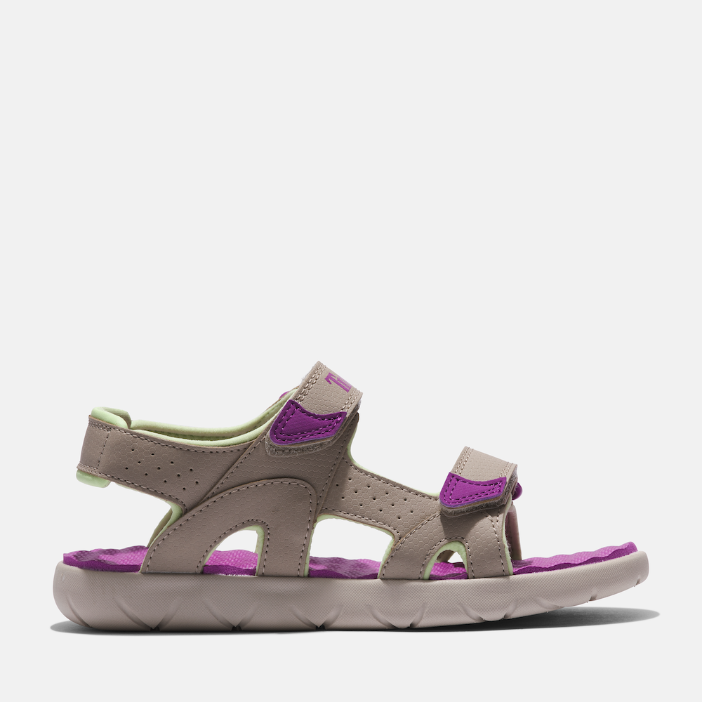 TIMBERLAND PERKINS ROW 2-STRAP SANDAL FOR JUNIOR IN GREY AND PURPLE 