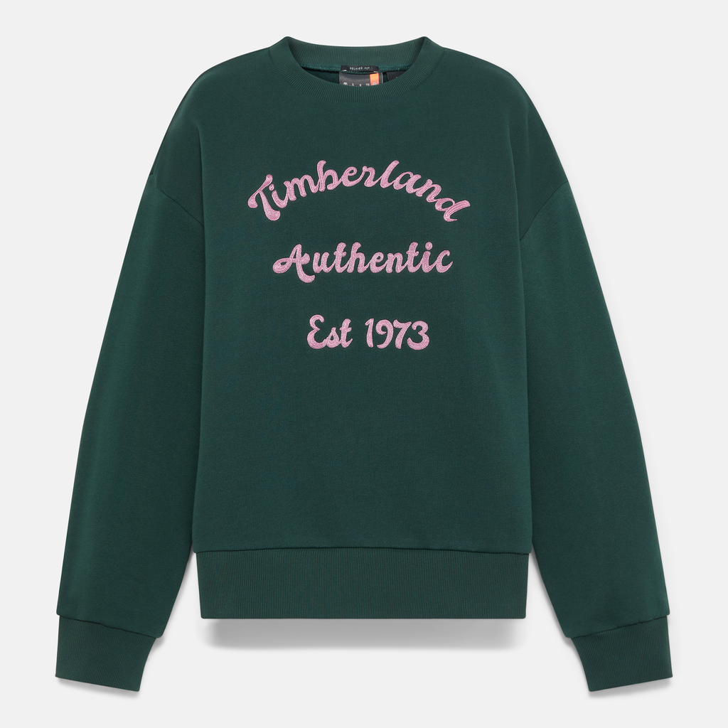 Brushed Back Chest Graphic Crew Sweatshirt For Women