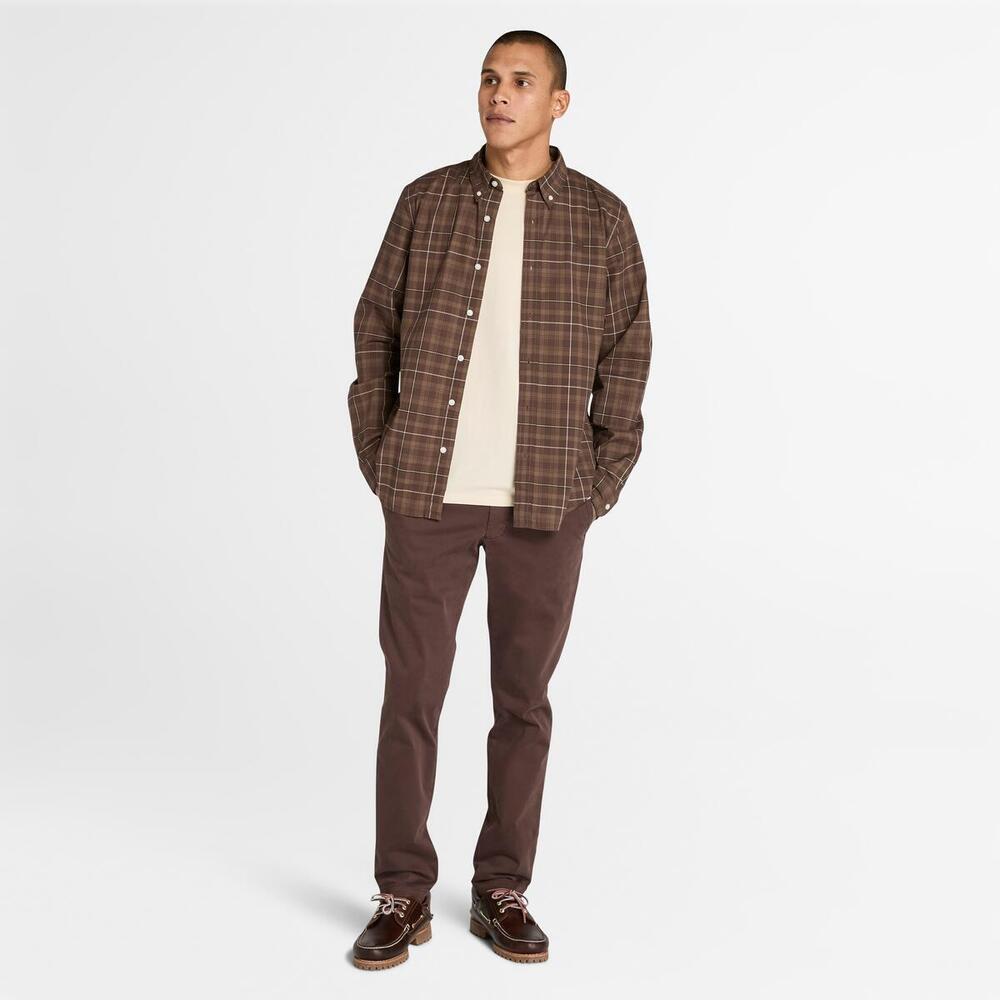 Stretch Poplin Check Shirt For Men