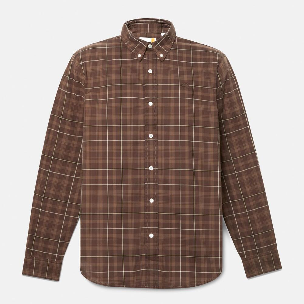 Stretch Poplin Check Shirt For Men