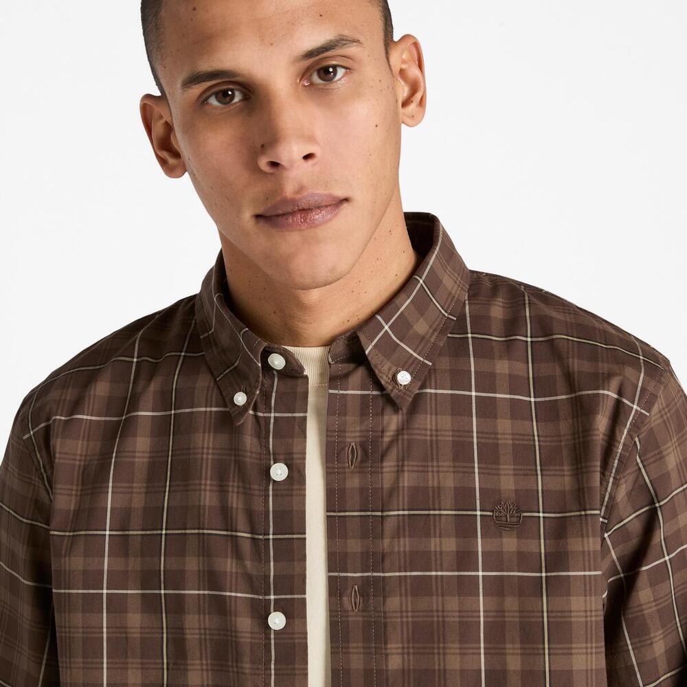 Stretch Poplin Check Shirt For Men