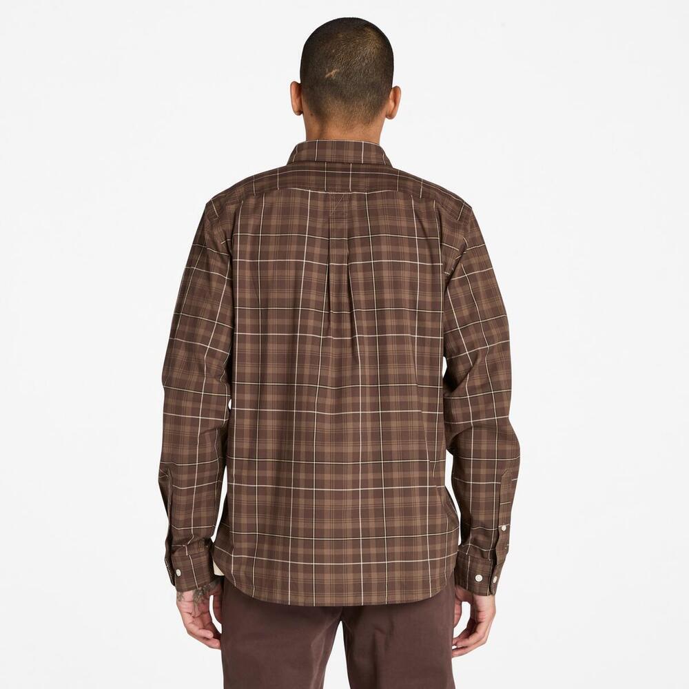 Stretch Poplin Check Shirt For Men