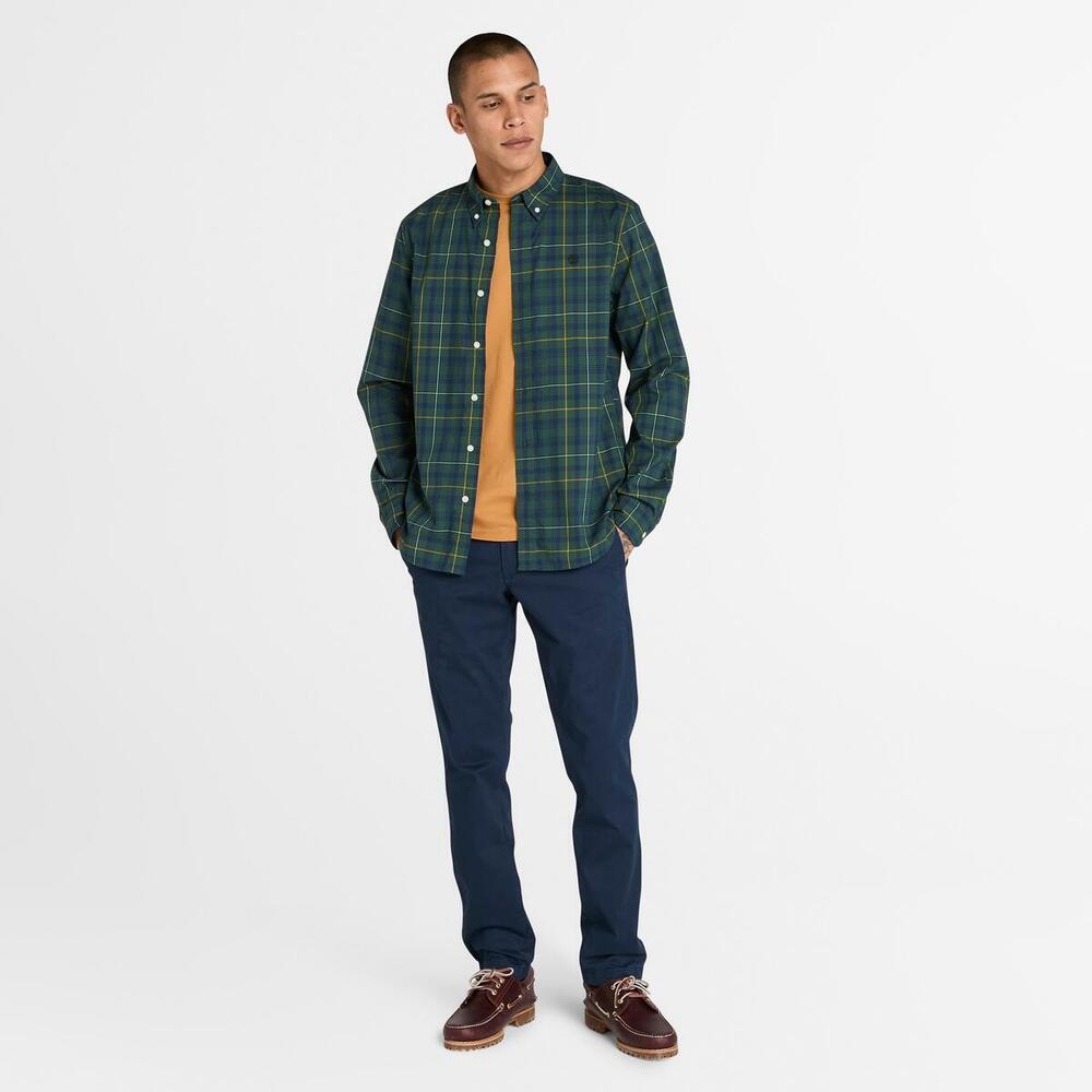 Stretch Poplin Check Shirt  For Men