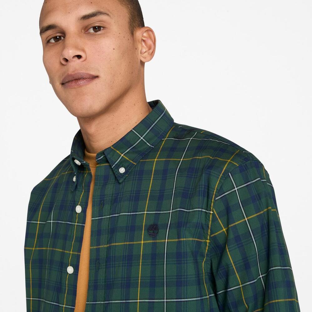 Stretch Poplin Check Shirt  For Men