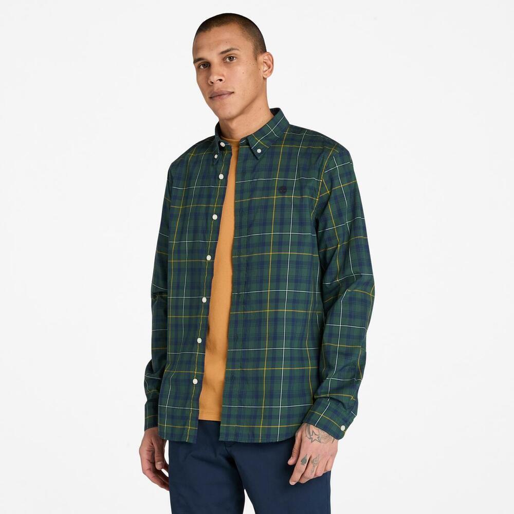 Stretch Poplin Check Shirt  For Men