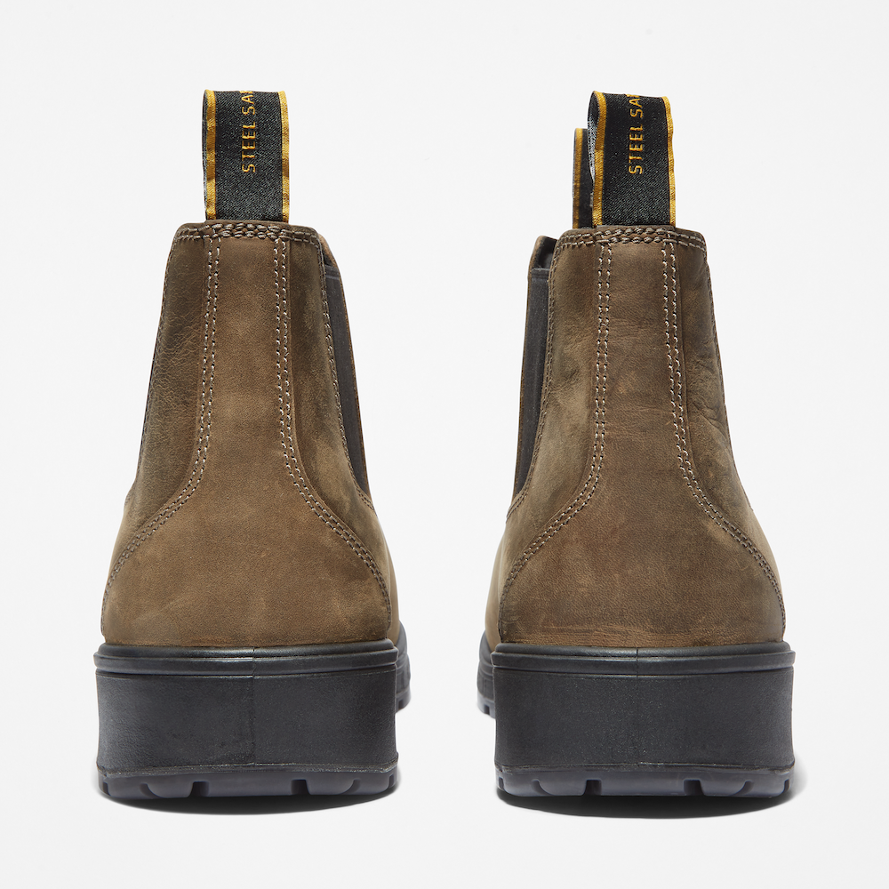 Timberland® PRO Nashoba Composite Toe Work Boot for Men. Black work boot featuring a composite safety toe for protection, electrical hazard protection, slip-resistant outsole, and comfortable footbed for long days on the job.