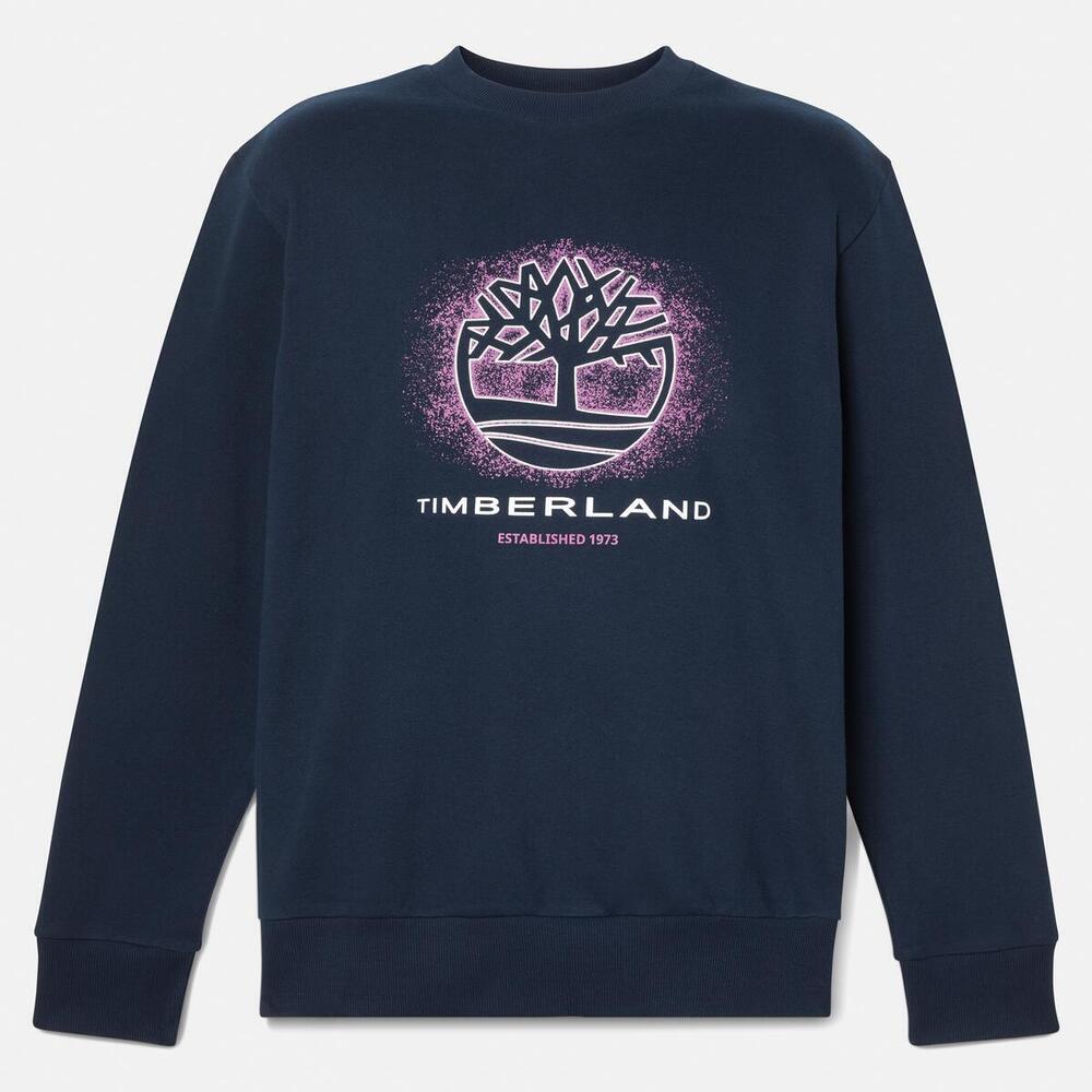 Front Seasonal Tree Logo Graphic Crewneck Sweater For Men