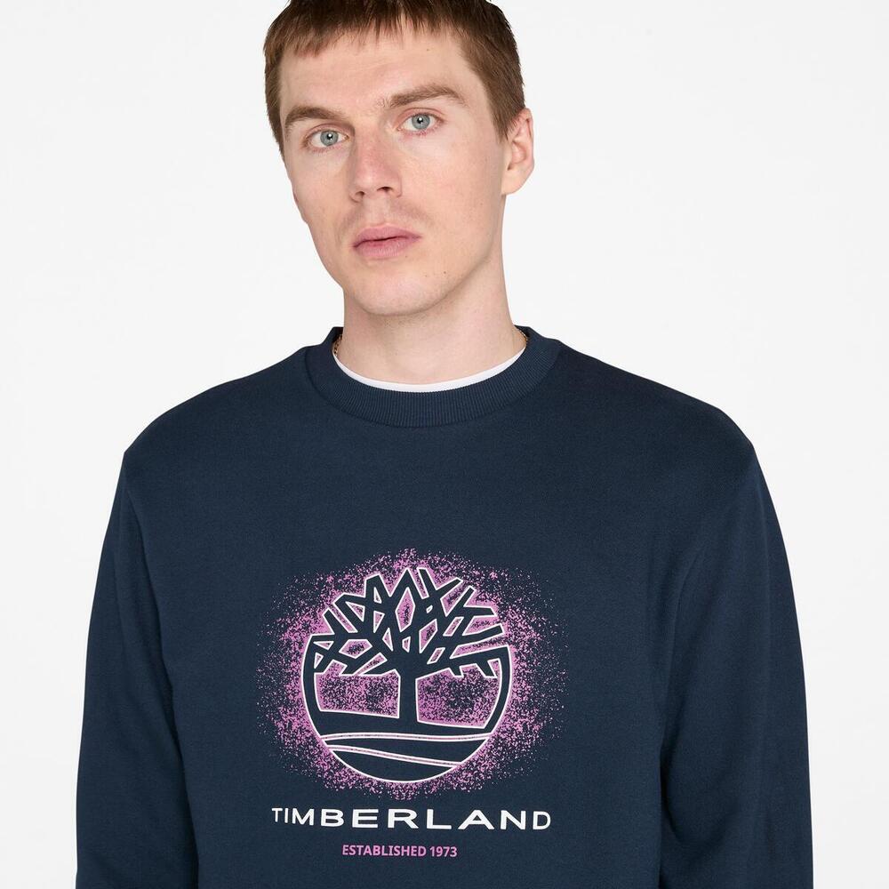 Front Seasonal Tree Logo Graphic Crewneck Sweater For Men