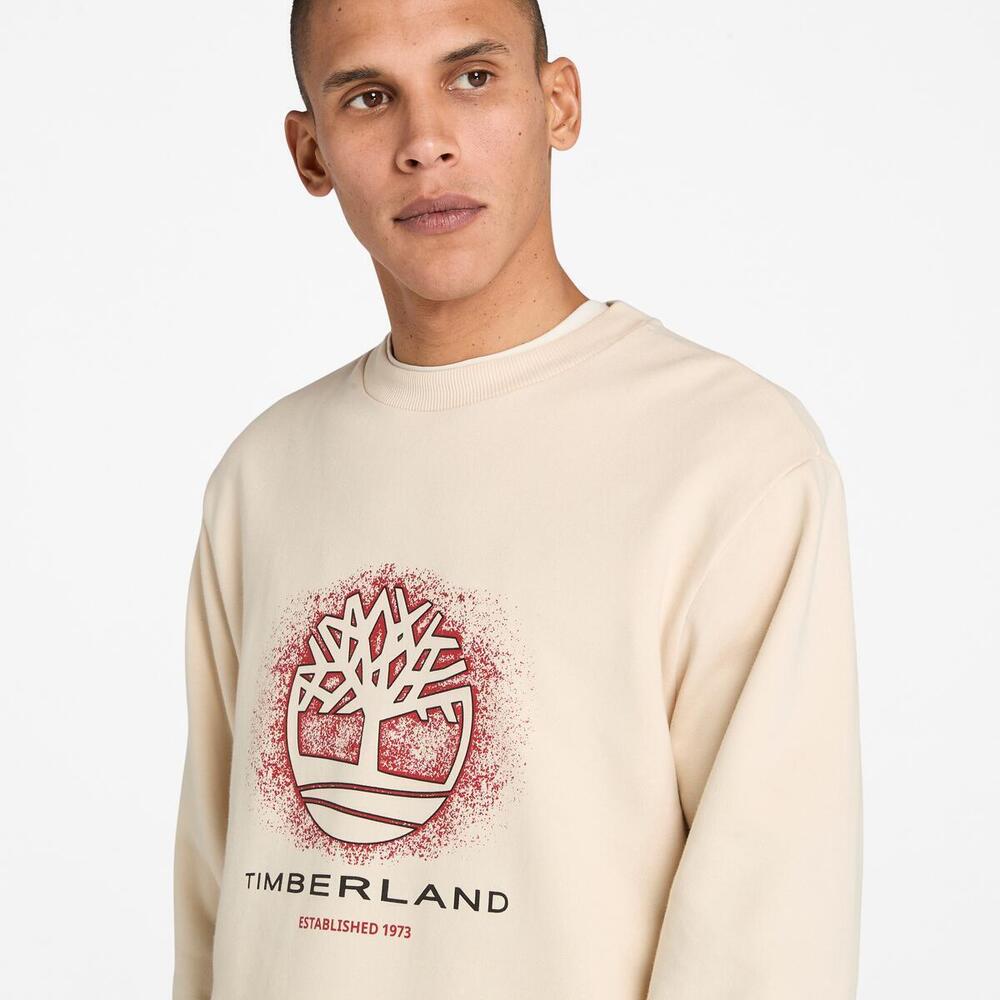 Front Seasonal Tree Logo Graphic Crewneck Sweater For Men