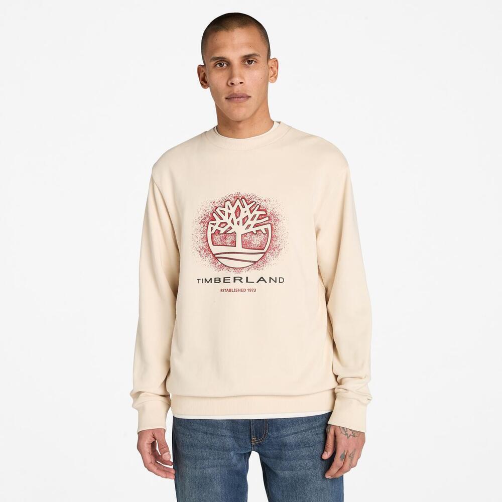 Front Seasonal Tree Logo Graphic Crewneck Sweater For Men