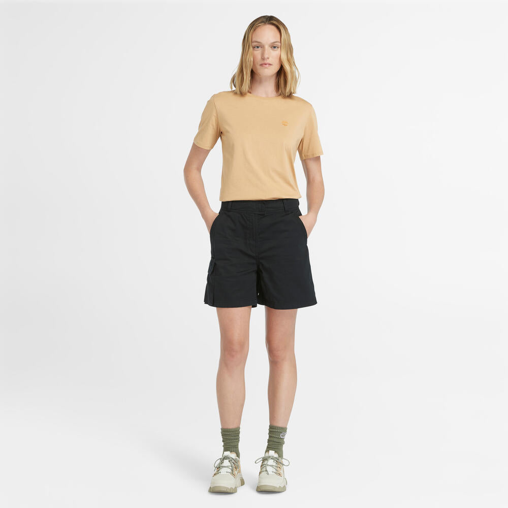 imberland® Brookline Utility Cargo Shorts for Women. High-waisted cargo shorts with multiple pockets for a stylish and functional look.  Perfect for everyday wear and outdoor adventures.