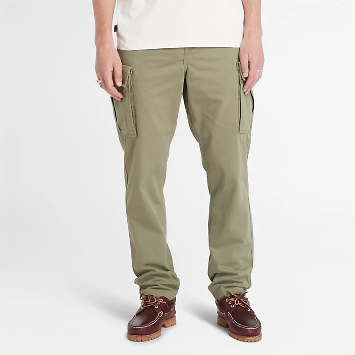 TIMBERLAND BROOKLINE TWILL CARGO TROUSERS FOR MEN IN MUTED KHAKI