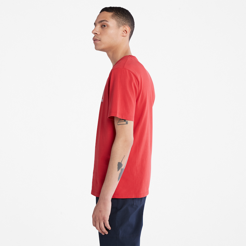 Dotted Linear Logo Regular Fit T-Shirt for Men in Red
