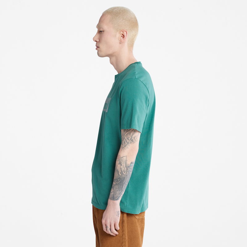 Dotted Linear Logo T Shirt for Men in Green