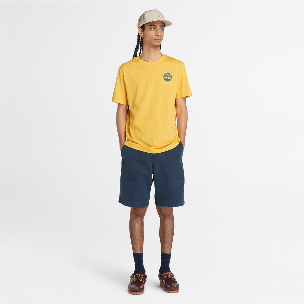 TIMBERLAND BACK GRAPHIC REGULAR FIT T-SHIRT FOR MEN IN SUNSHINE YELLOW