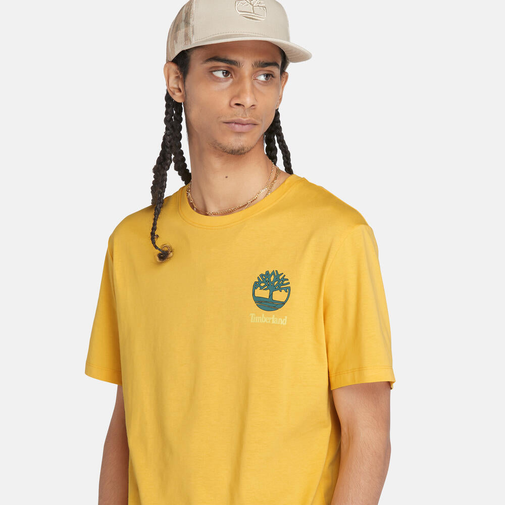 TIMBERLAND BACK GRAPHIC REGULAR FIT T-SHIRT FOR MEN IN SUNSHINE YELLOW