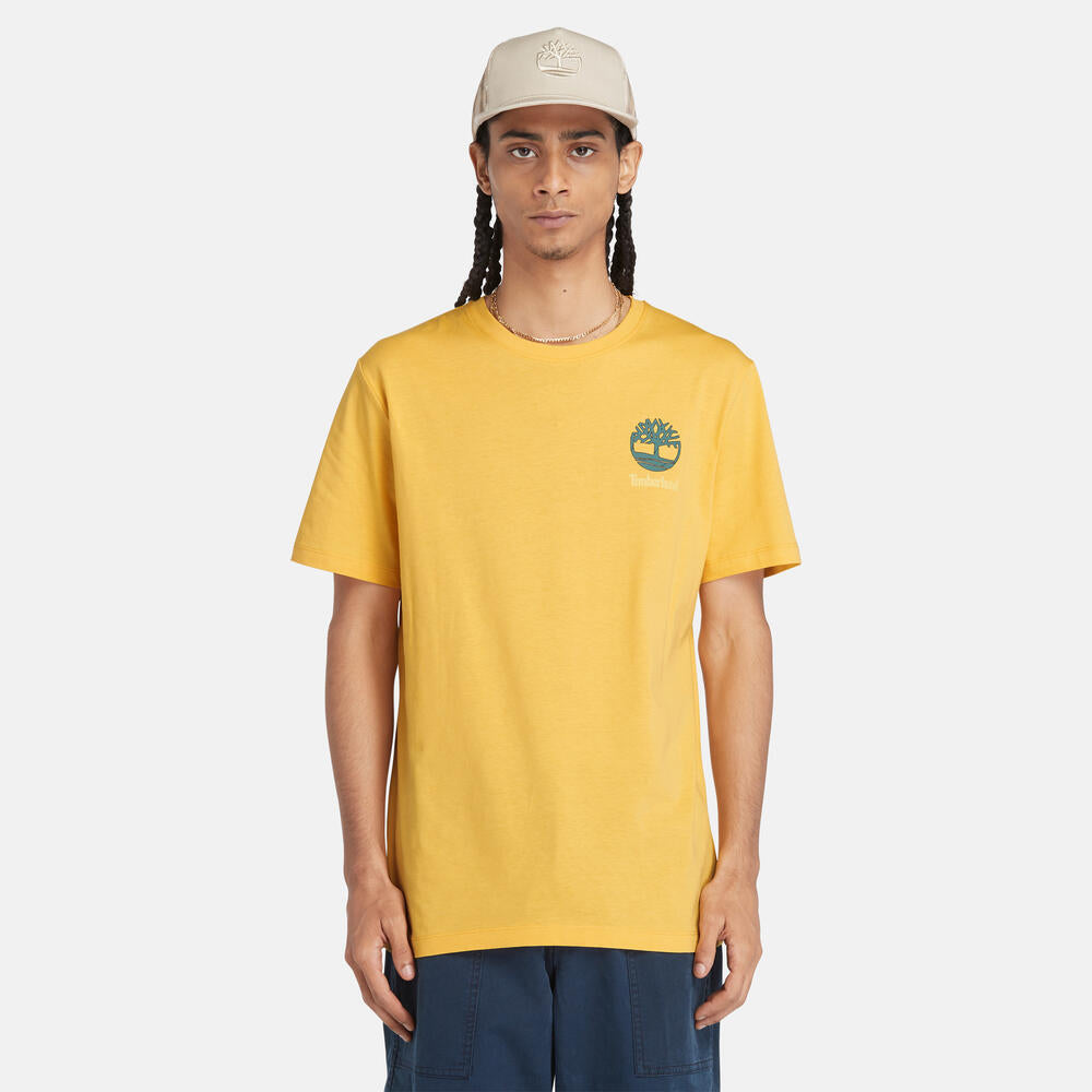 TIMBERLAND BACK GRAPHIC REGULAR FIT T-SHIRT FOR MEN IN SUNSHINE YELLOW