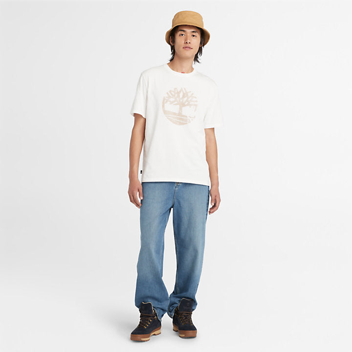 Timberland Garment Dye Logo Graphic T-Shirt for Men In White