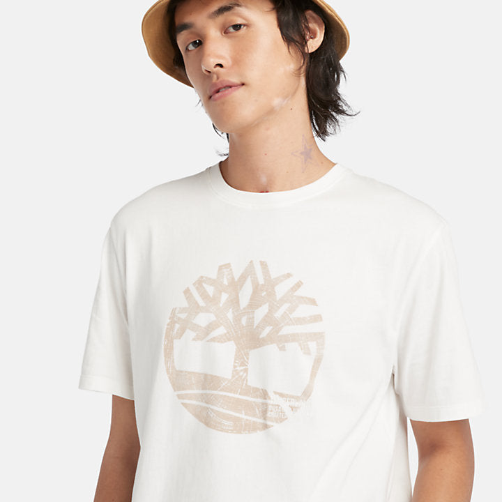 Timberland Garment Dye Logo Graphic T-Shirt for Men In White