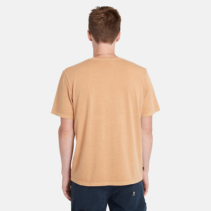 Timberland Garment Dye Logo Graphic T-Shirt For Men In Wheat