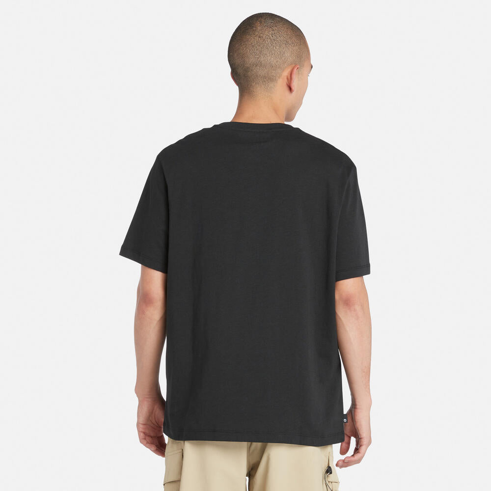 Timberland¡ Front Graphic T-Shirt for Men in Black. Black t-shirt with a bold front graphic design