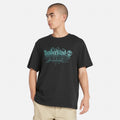 Timberland¡ Front Graphic T-Shirt for Men in Black. Black t-shirt with a bold front graphic design