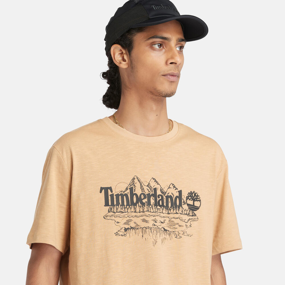 TIMBERLAND FRONT GRAPHIC T-SHIRT FOR MEN IN BEIGE