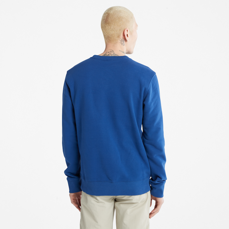 Side-Logo Crew Sweater for Men in Cobalt Blue