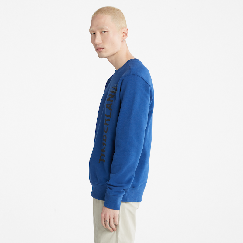 Side-Logo Crew Sweater for Men in Cobalt Blue