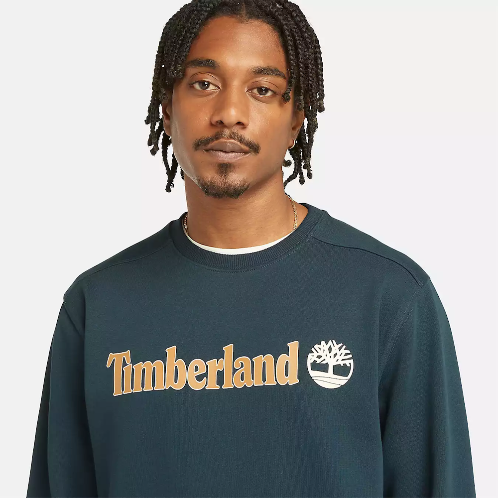 TIMBERLAND KENNEBEC RIVER LINEAR LOGO CREW NECK SWEATSHIRT FOR MEN IN NAVY