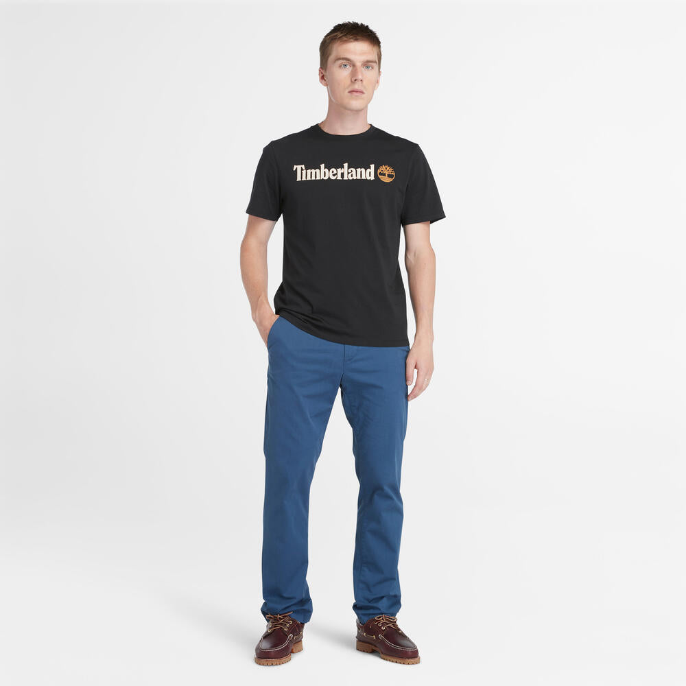 TIMBERLAND KENNEBEC RIVER REGULAR FIT LINEAR LOGO T-SHIRT FOR MEN IN BLACK