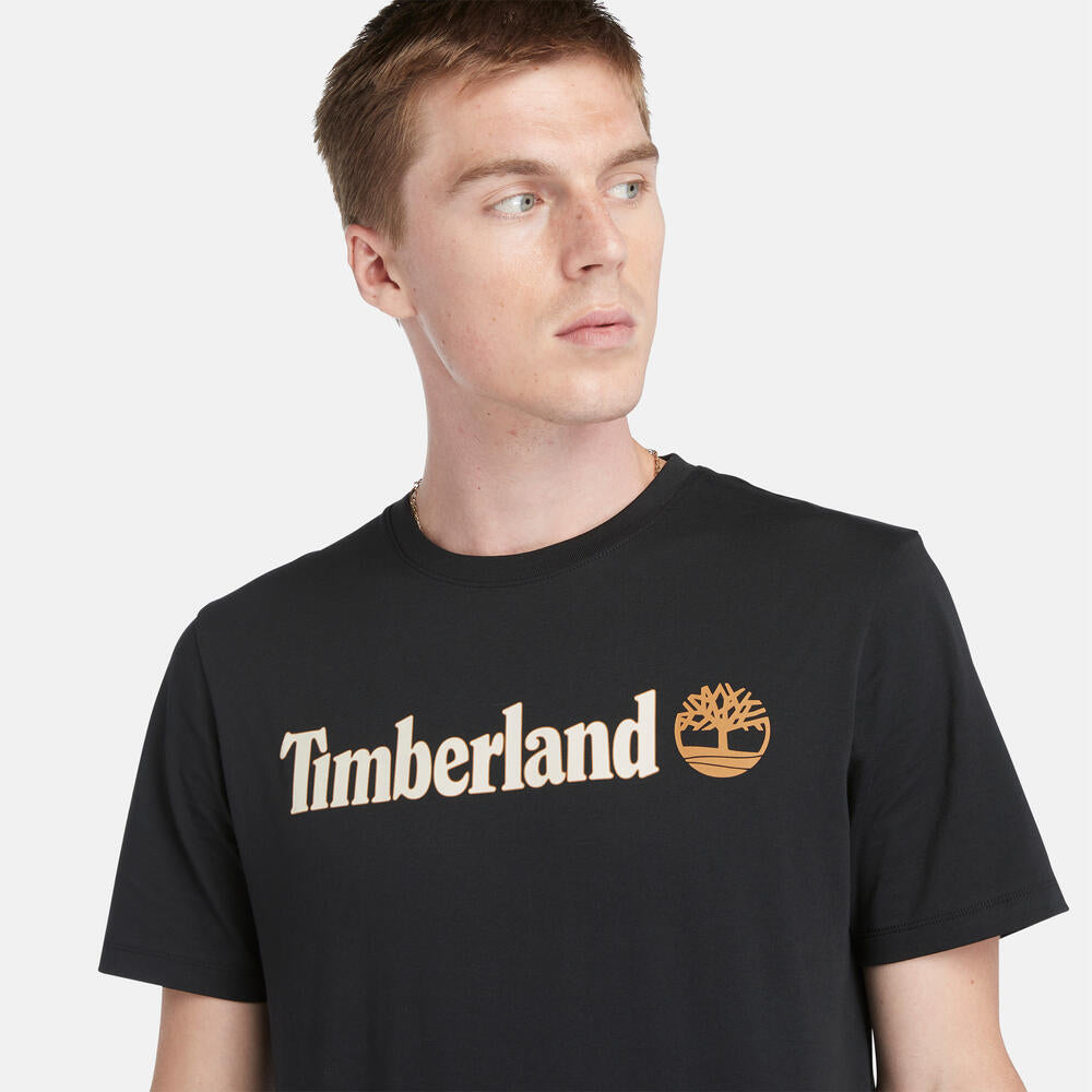 TIMBERLAND KENNEBEC RIVER REGULAR FIT LINEAR LOGO T-SHIRT FOR MEN IN BLACK