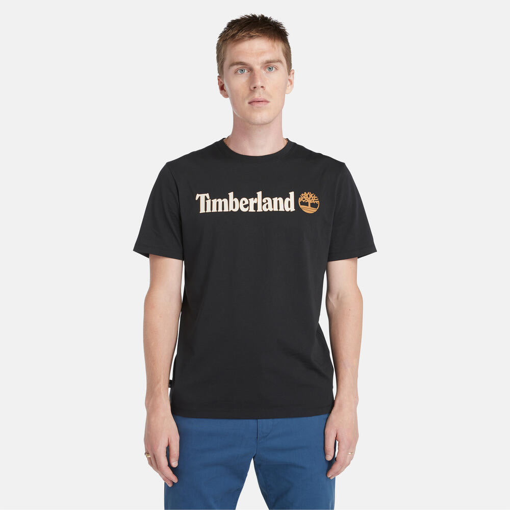 TIMBERLAND KENNEBEC RIVER REGULAR FIT LINEAR LOGO T-SHIRT FOR MEN IN BLACK