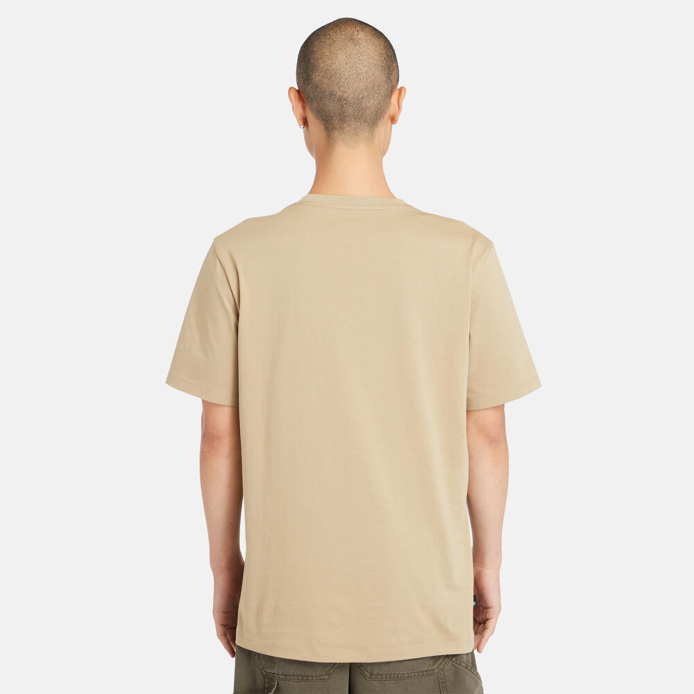 TIMBERLAND KENNEBEC RIVER REGULAR FIT LINEAR LOGO T-SHIRT FOR MEN IN BEIGE