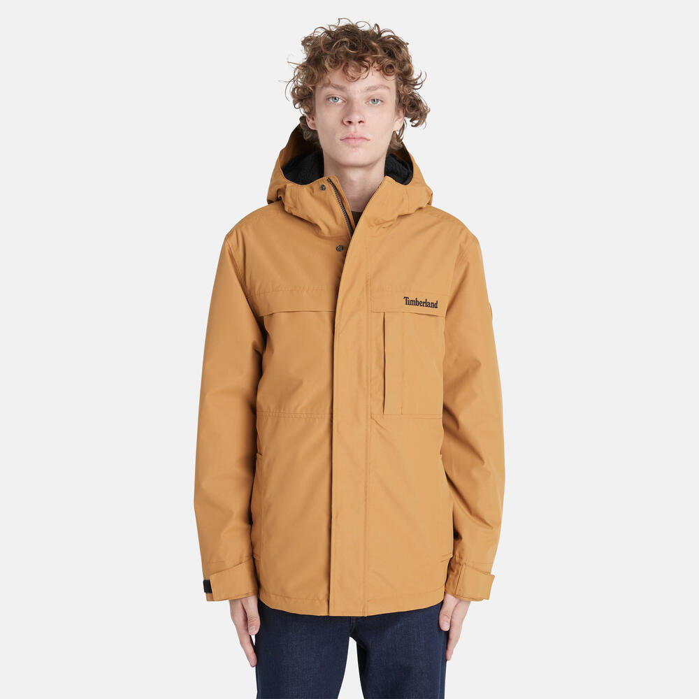 Timberland® Water Resistant 3-in-1 Jacket . Versatile jacket with a waterproof outer shell and removable inner layer for warmth. Ideal for outdoor activities and unpredictable weather.