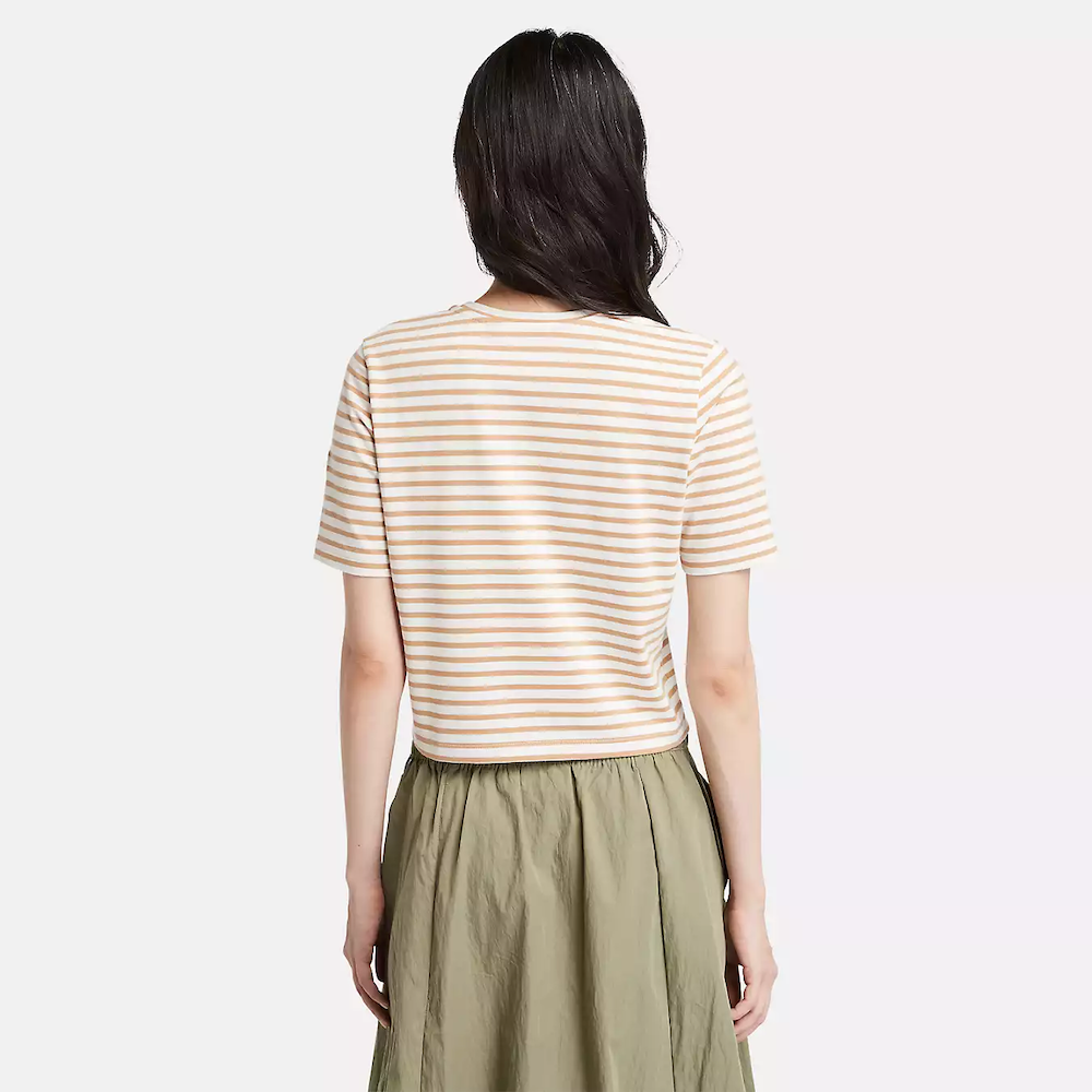 Striped Cropped Short Sleeve Tee For Women